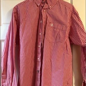Mens Ariat Pro shirt
Long sleeve
Red/white checkered plaid shirt 
Size L